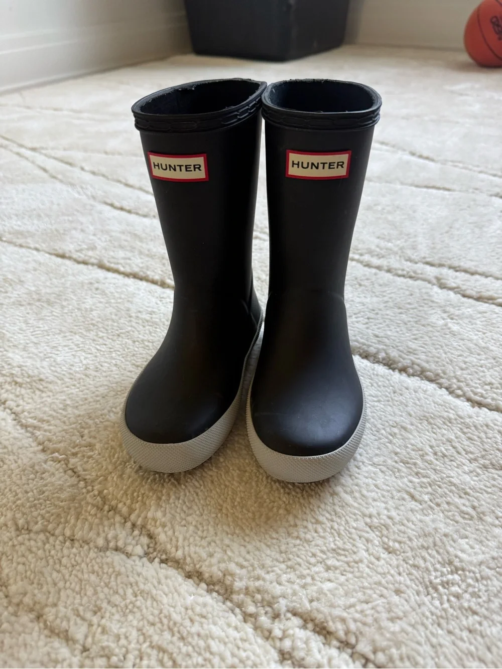 Hunter Kids Black Rain Boots with Gray Soles